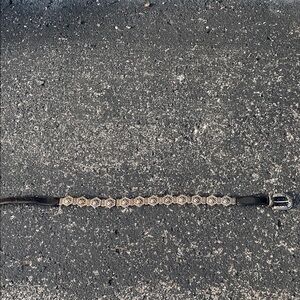 Brighton 1995 Black Leather Belt with Decorative Silver-Tone Buckle